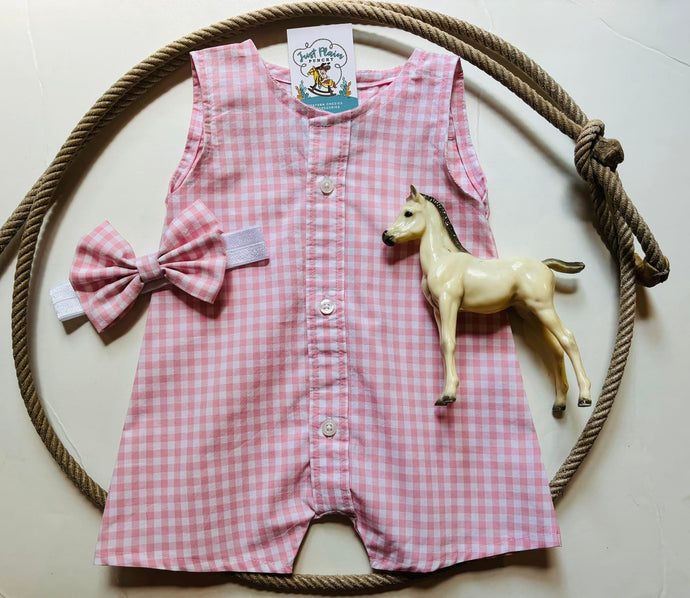 Gone Country Romper with Headband & Bow | size 3-6M