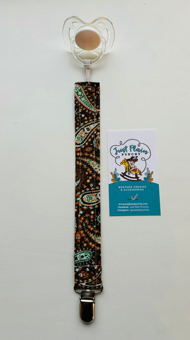 Brown Paisley Paci Clip