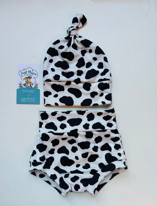 Cow Print Cap + Britches SET | 0-3M