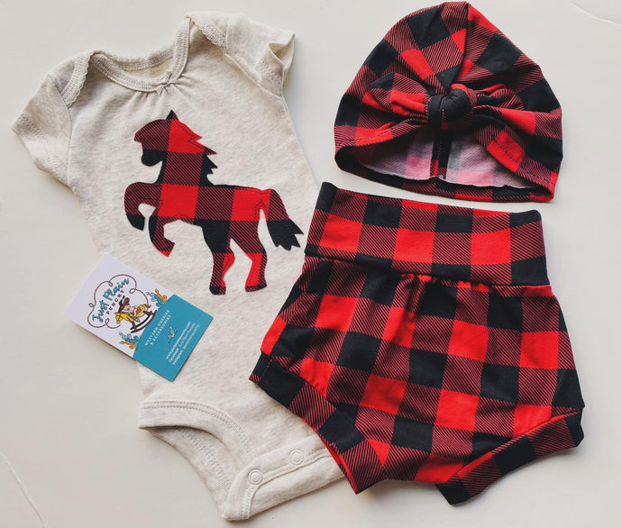 NB Horse Onesie + Buffalo Cap & Britches SET
