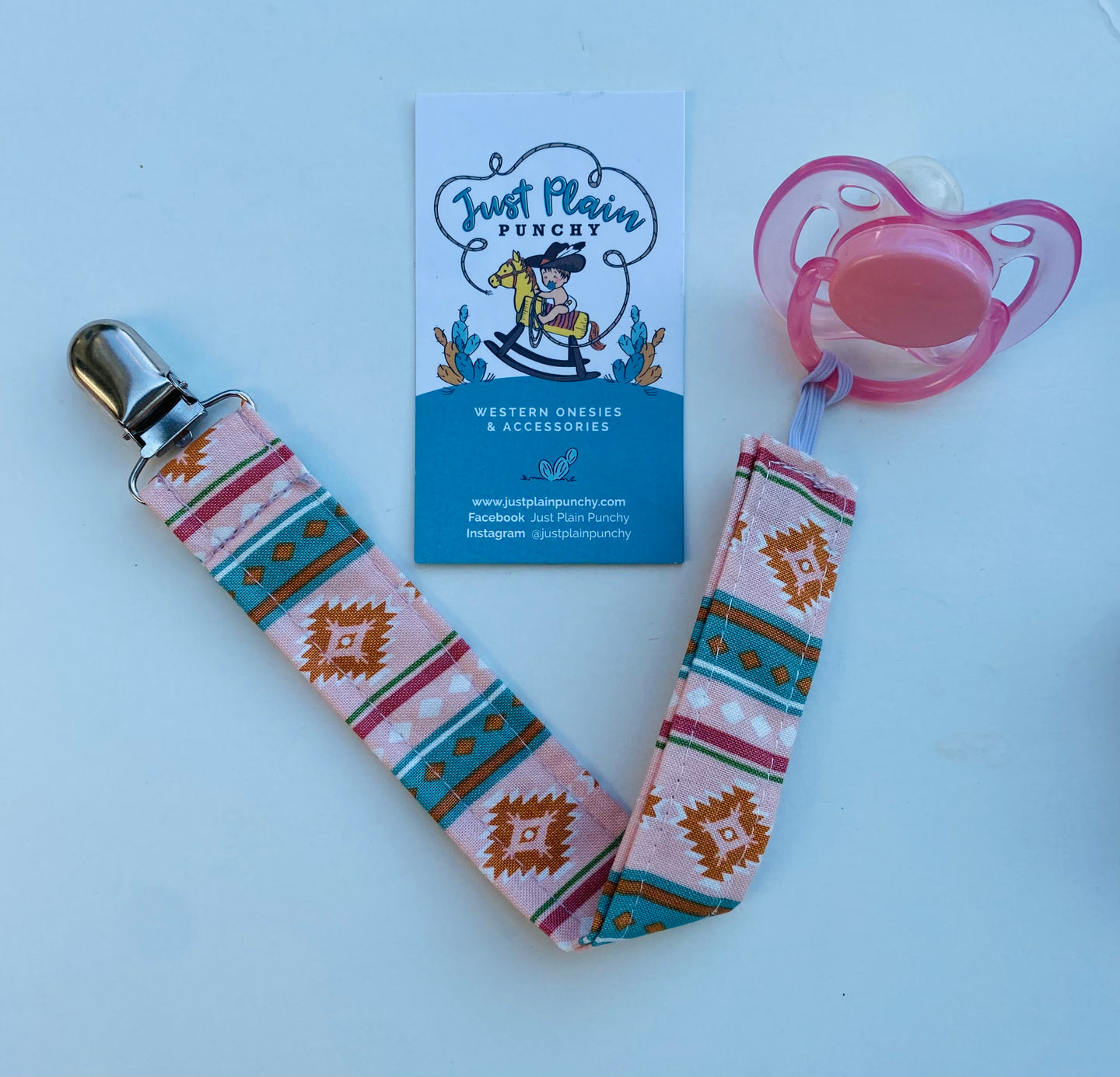 Pink Southwest Pacifier | Teether Clip