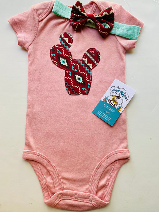 9M Cactus Onesie with Headband & Bow