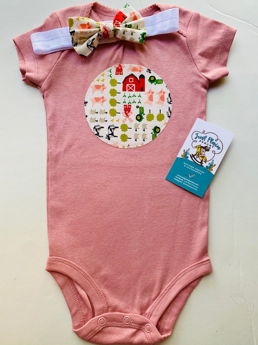 9M farmHER Onesie with Headband & Bow