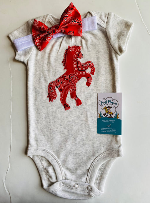 NB Horse Onesie with Headband and Bow