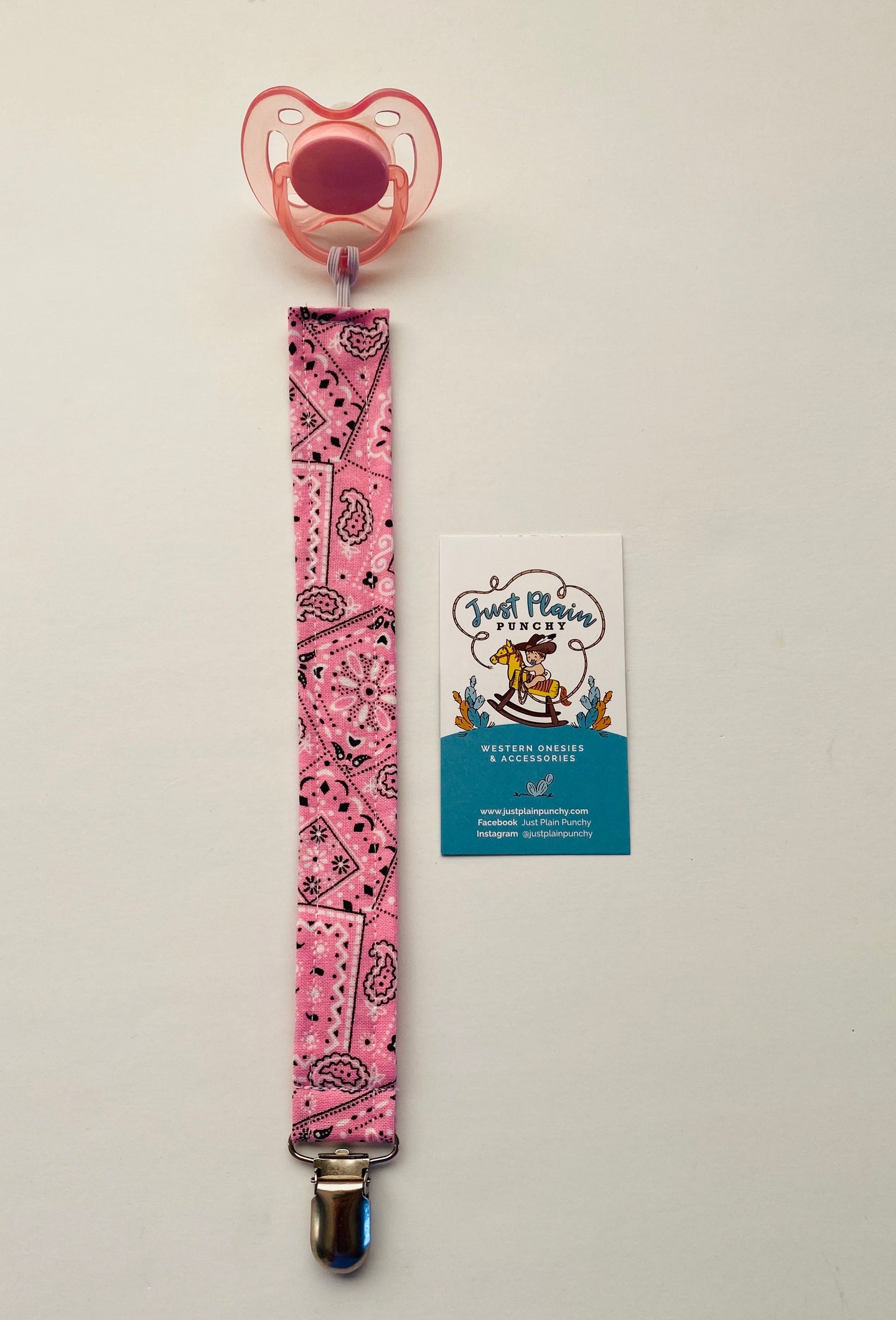 Light Pink Bandana Paci Clip