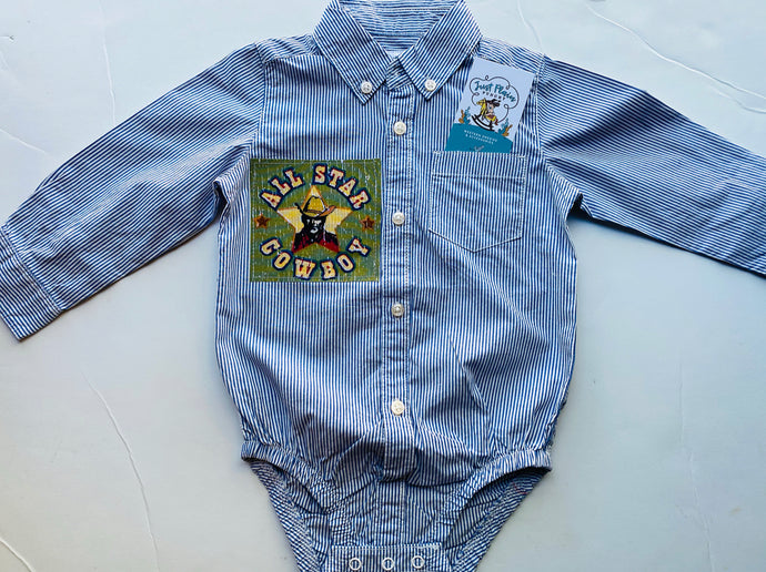18M Long Sleeve All Star Button Up Onesie